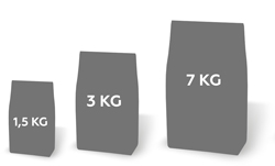 1,5, 3 en 7 kg verpakking